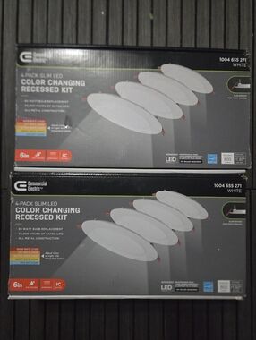 2 Boxes Commercial Electric Color Changing LED Recessed Kit - White